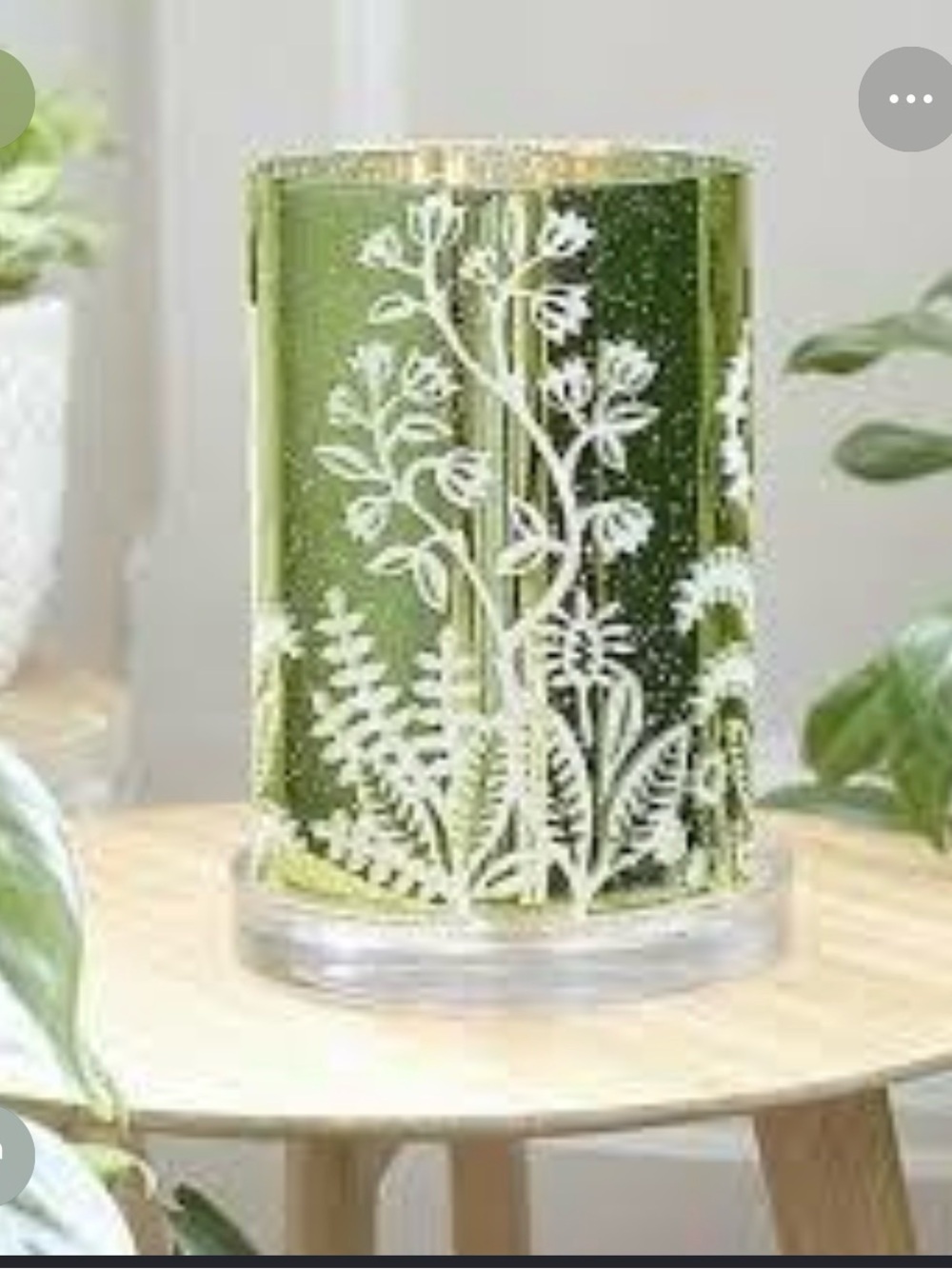 PartyLite Green Glass Botanical Votive Holder